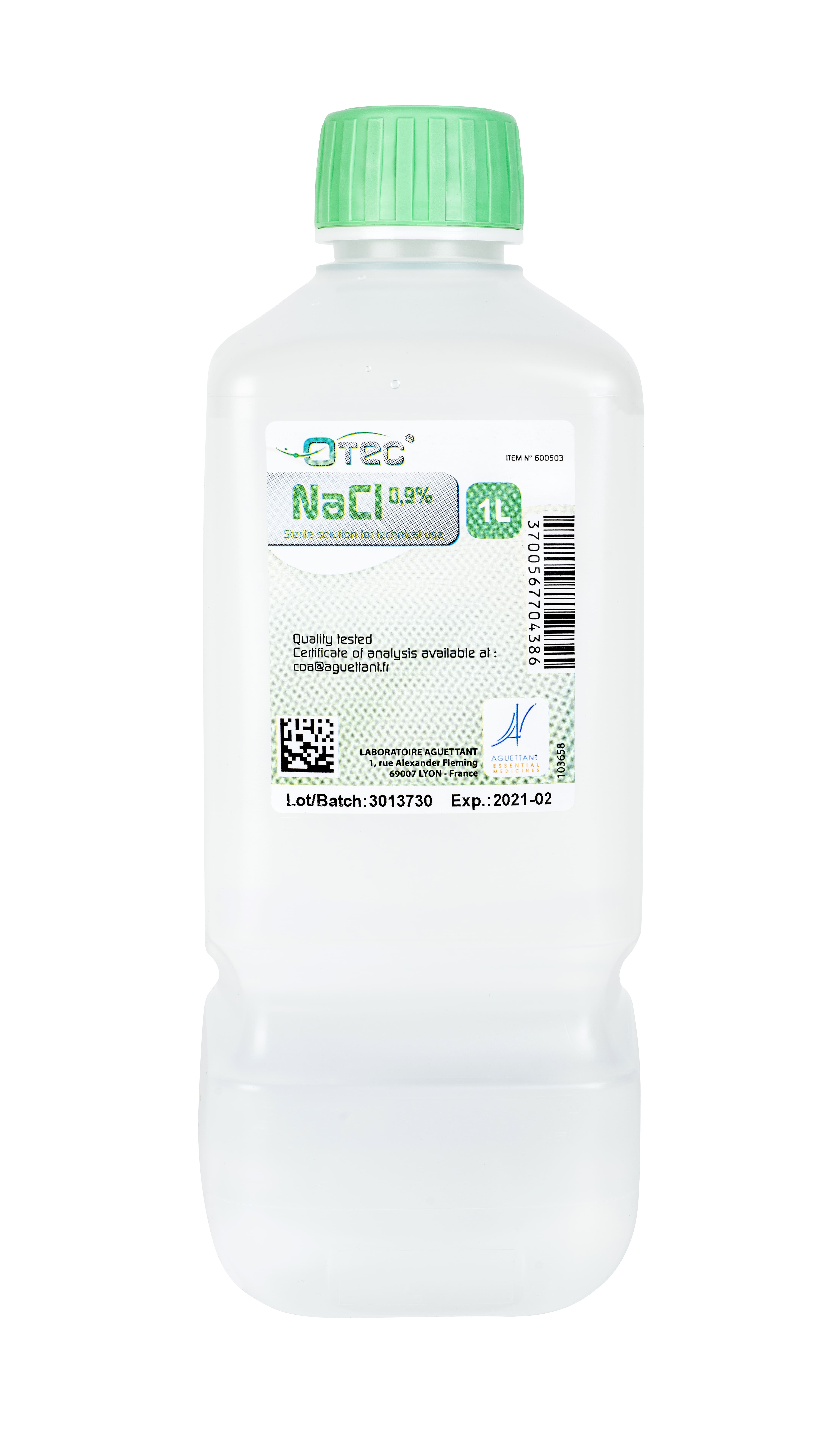 Chlorure de sodium - NaCl - 0,9 % Otec stérile apyrogène 1000 mL (Boîte de 10)